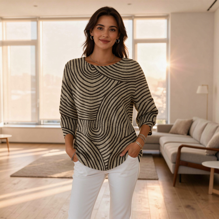Neisha - Tricou cu Mâneci Lungi și Guler Rotund