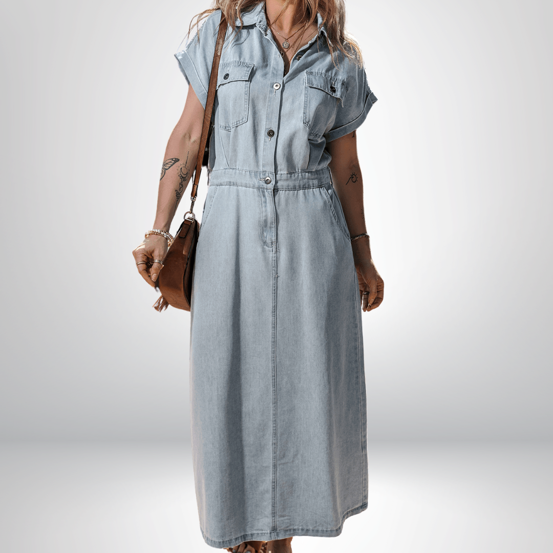 Brygida - Rochie Elegantă Din Denim
