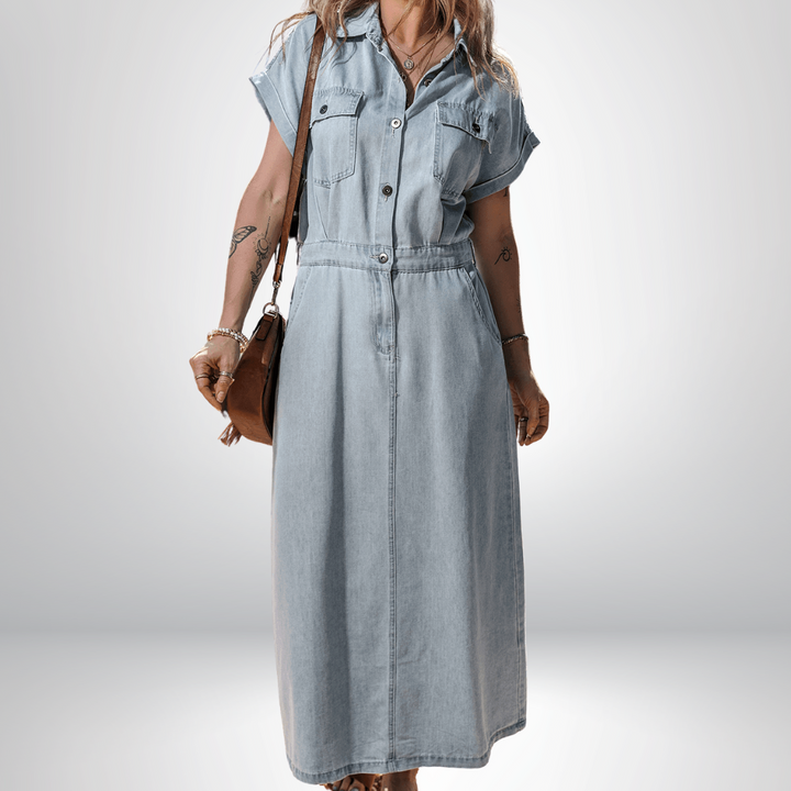 Brygida - Rochie Elegantă Din Denim