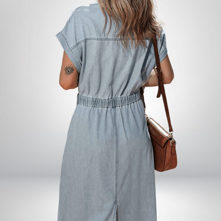 Brygida - Rochie Elegantă Din Denim