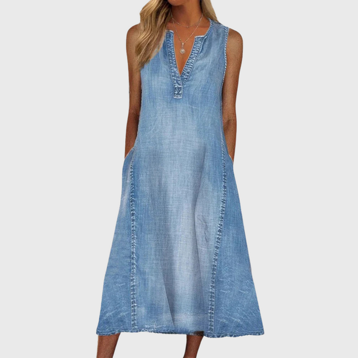 Renia - Rochie Confortabilă Din Denim