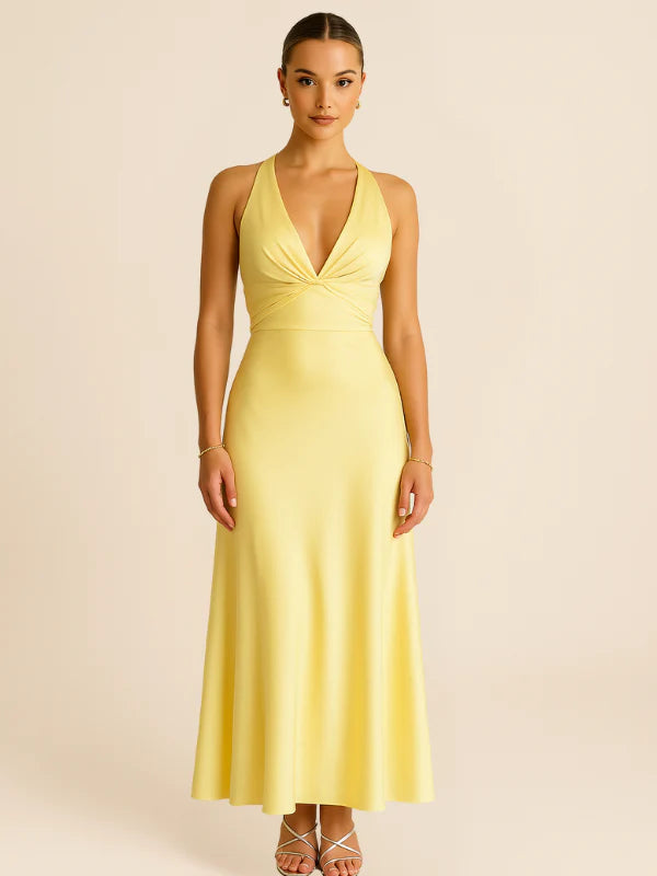 Fabiola - Rochie Maxi Fără Mâneci Cu Decolteu In V Si Eleganță