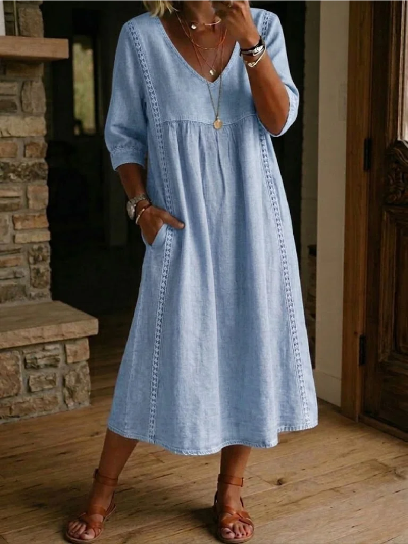 Zelmiraa - Rochie Midi Cu Buzunare Laterale
