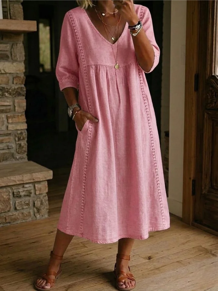 Zelmiraa - Rochie Midi Cu Buzunare Laterale