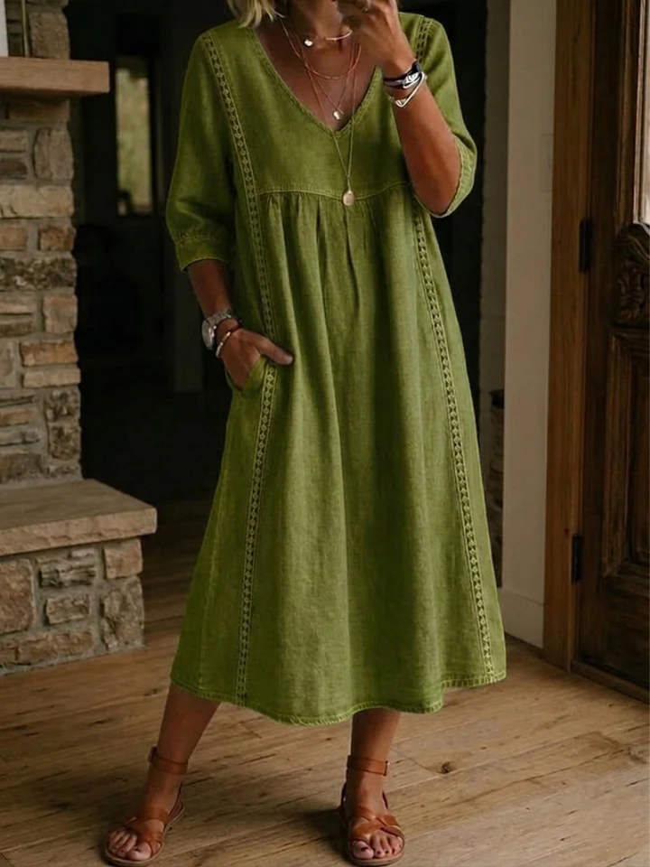 Zelmiraa - Rochie Midi Cu Buzunare Laterale