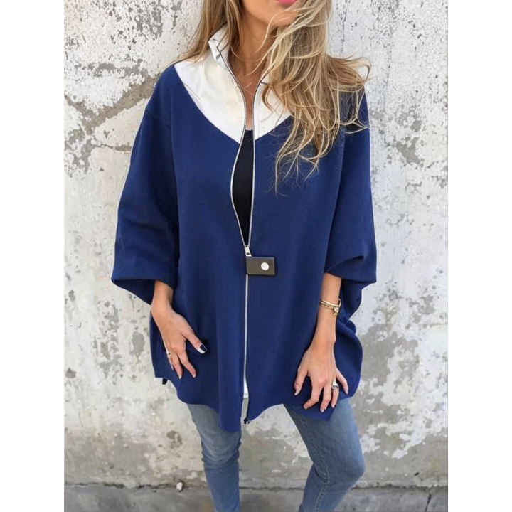 Francina - Fermoar Larg Guler Ridicat Haină