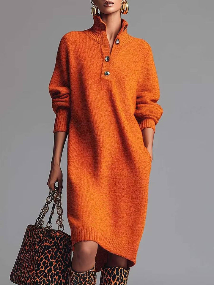 Perona - Rochie Elegantă Tricotată cu Nasturi