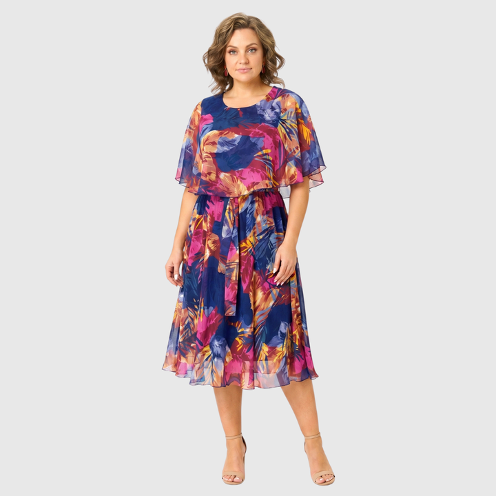Irenen - Rochie midi din Sifon cu Imprimeu Floral