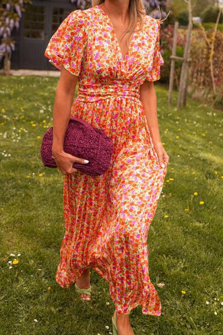 Capucine - Rochie Lungă Elegantă Cu Flori
