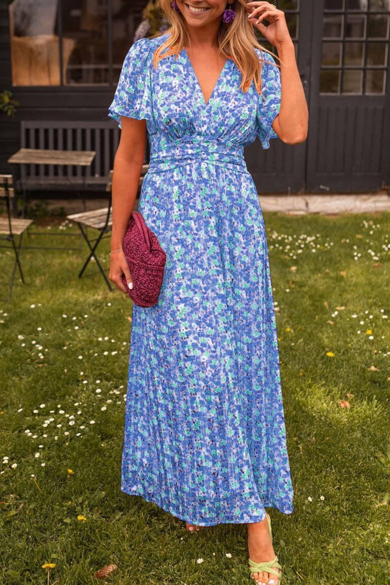 Capucine - Rochie Lungă Elegantă Cu Flori
