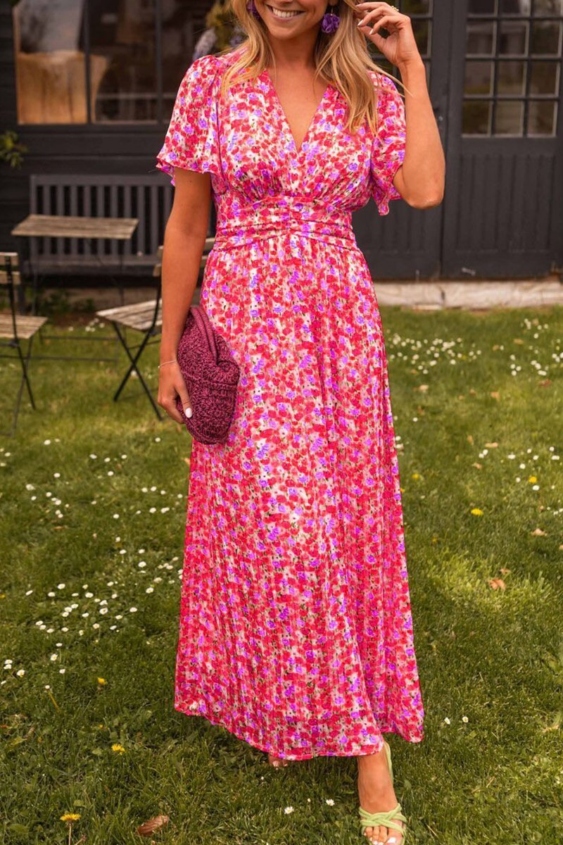 Capucine - Rochie Lungă Elegantă Cu Flori