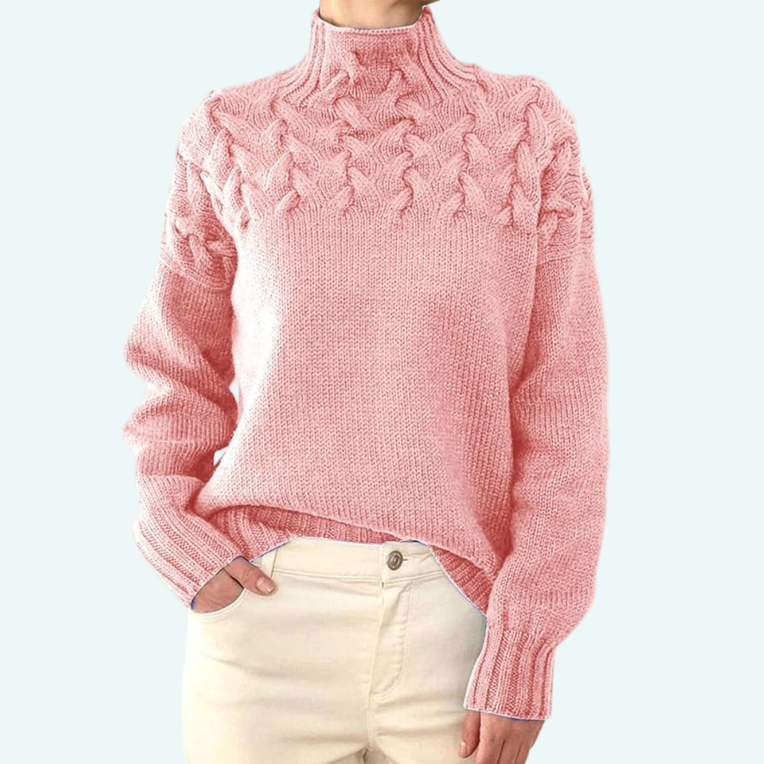 Farrah - Pulover Elegant Cu Guler înalt Tricotat