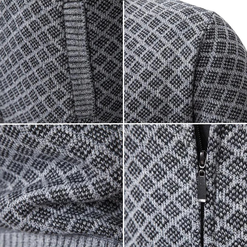 Klarik - Cardigan Din Tricot Cu Fermoar Integral Și Model În Romburi