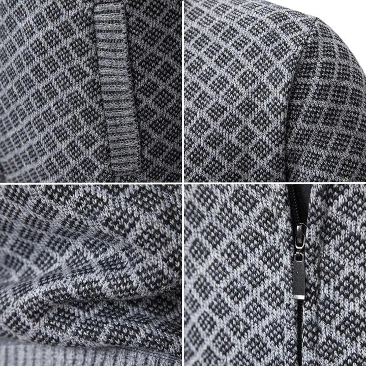 Klarik - Cardigan Din Tricot Cu Fermoar Integral Și Model În Romburi