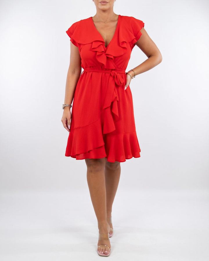 Geiss – Rochie Elegantă cu Volane în Stil Wrap
