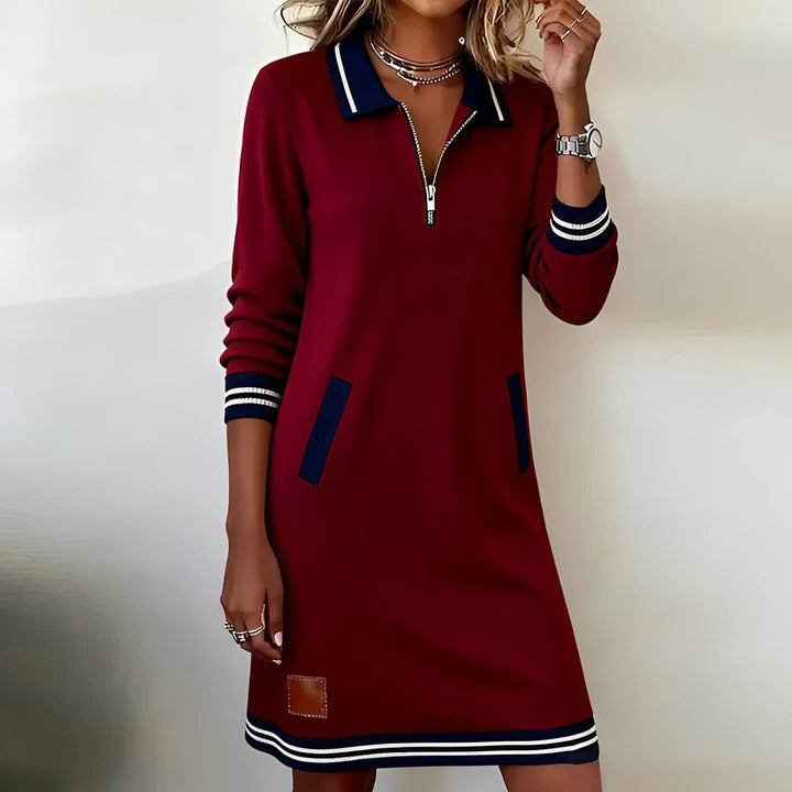 Keshara - Rochie Elegantă Din Bumbac cu Mâneci lungi