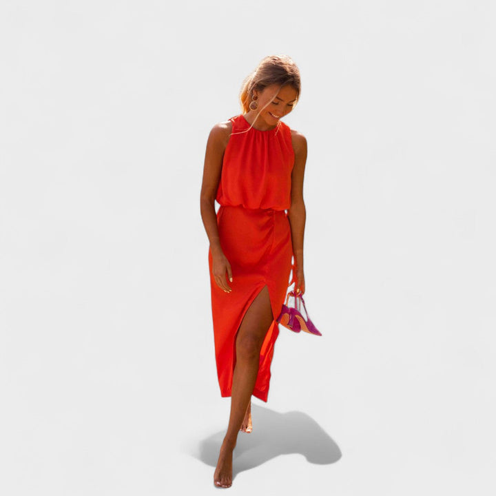 Danella - Rochie Midi Elegantă Fără Mâneci