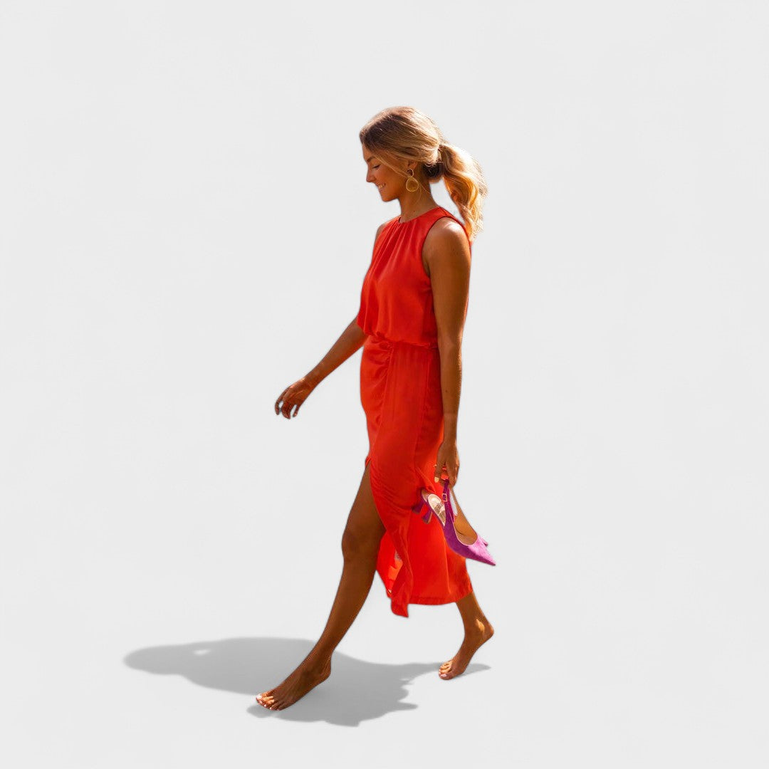 Danella - Rochie Midi Elegantă Fără Mâneci
