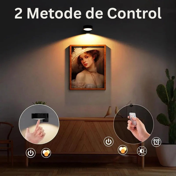 GlowFrame - Lumină Magnetică Pentru Tablouri cu 13 Moduri de Iluminare (Pachet de 3)