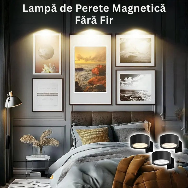 GlowFrame - Lumină Magnetică Pentru Tablouri cu 13 Moduri de Iluminare (Pachet de 3)