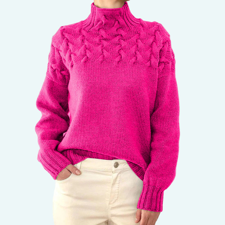 Farrah - Pulover Elegant Cu Guler înalt Tricotat