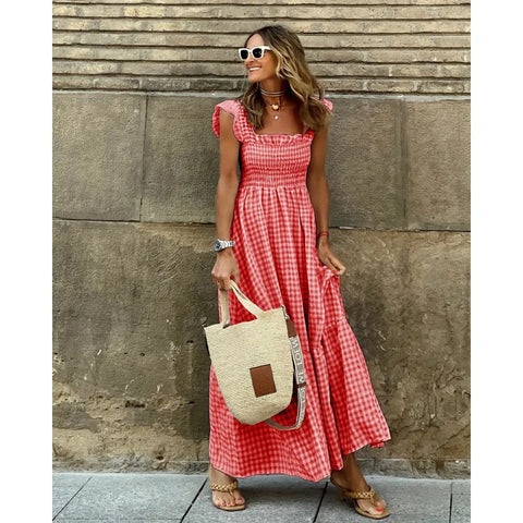 Jayne - Rochie Lungă Fără Mâneci, Cu Decolteu Pătrat