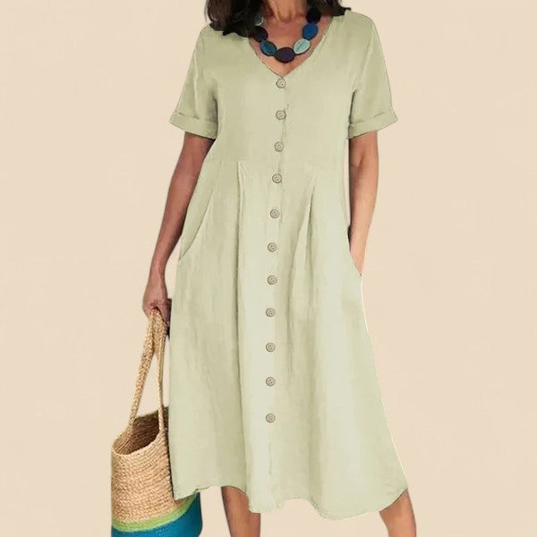 Vivienne - Rochie Din Bumbac Cu Mâneci Scurte
