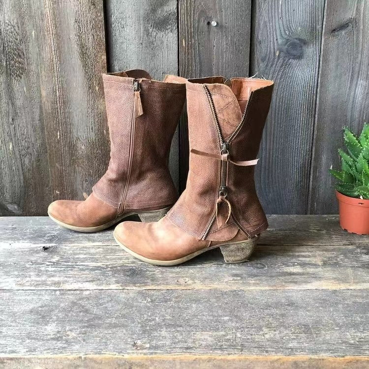 Lulia - Ghete Din Piele Cu Fermoar Lateral