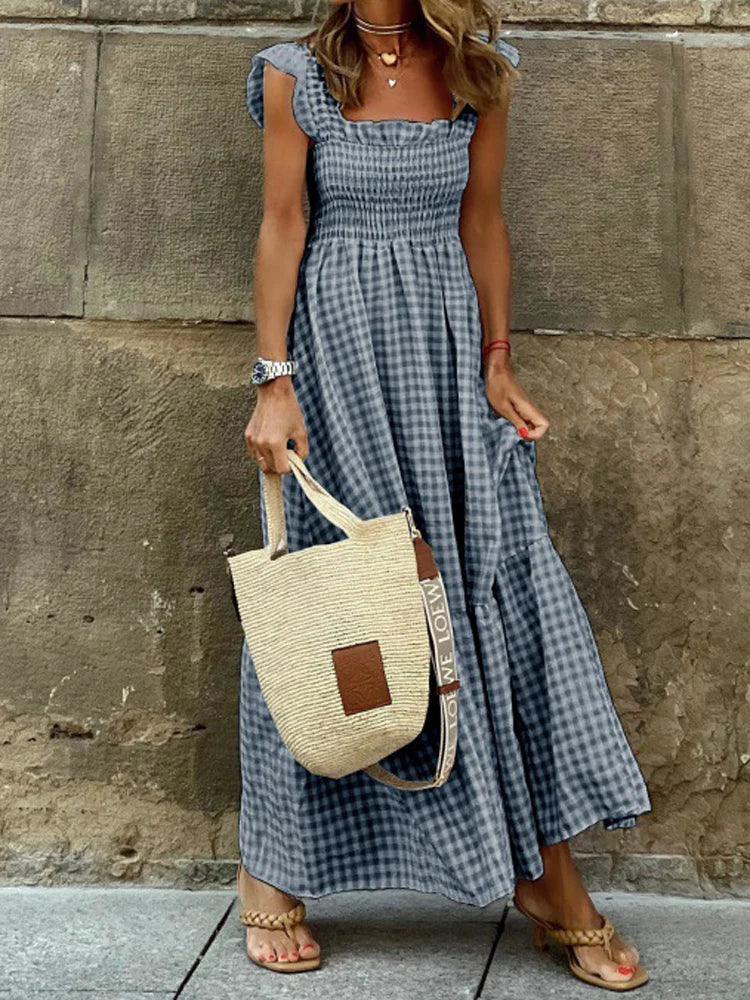 Jayne - Rochie Lungă Fără Mâneci, Cu Decolteu Pătrat