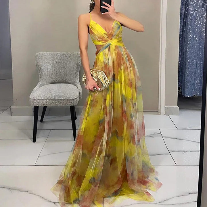 Guoda - Rochie Lungă cu Imprimeu Floral Incântător
