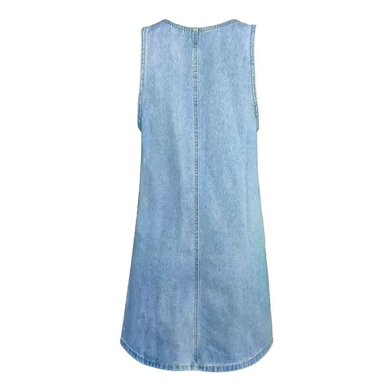Malwina - Rochie Practică și Ușoară Din Denim Pentru Vară