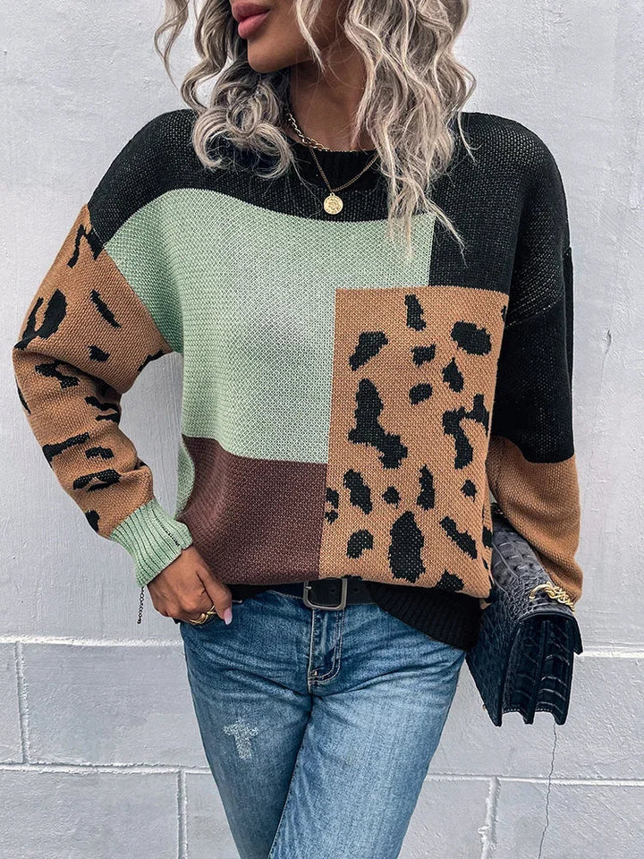 Katren - Pulover Tricotat Cu Imprimeu Leopard