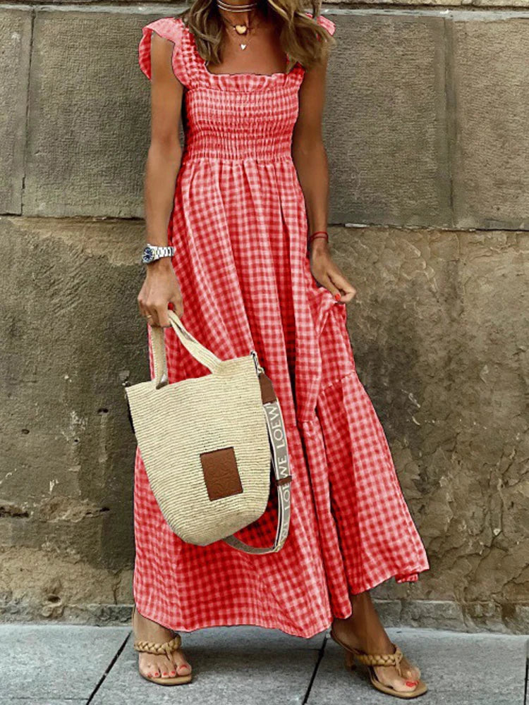 Jayne - Rochie Lungă Fără Mâneci, Cu Decolteu Pătrat