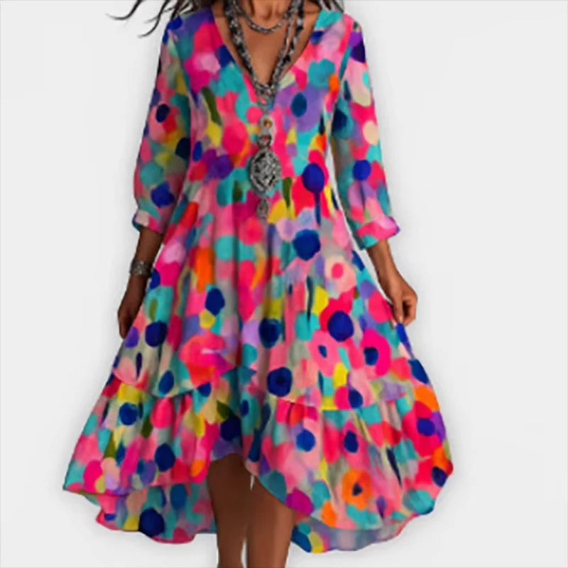 Shanae - Rochie Midi Florală Cu Eleganță