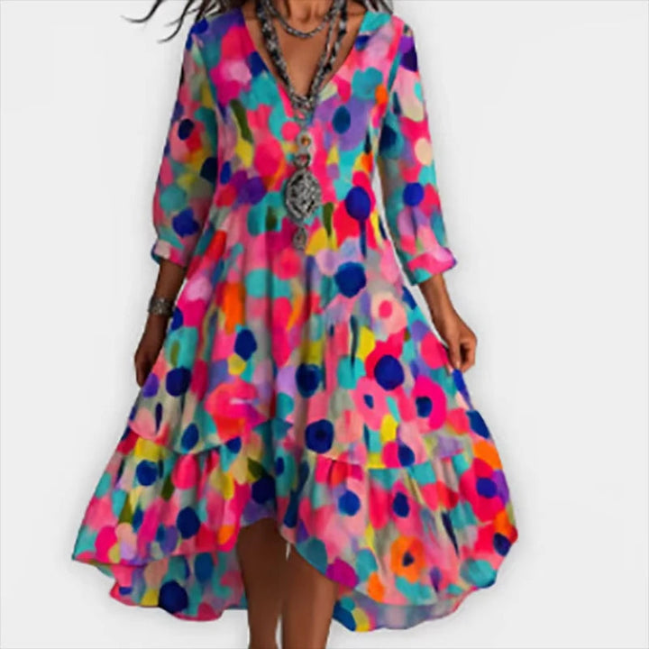 Shanae - Rochie Midi Florală Cu Eleganță