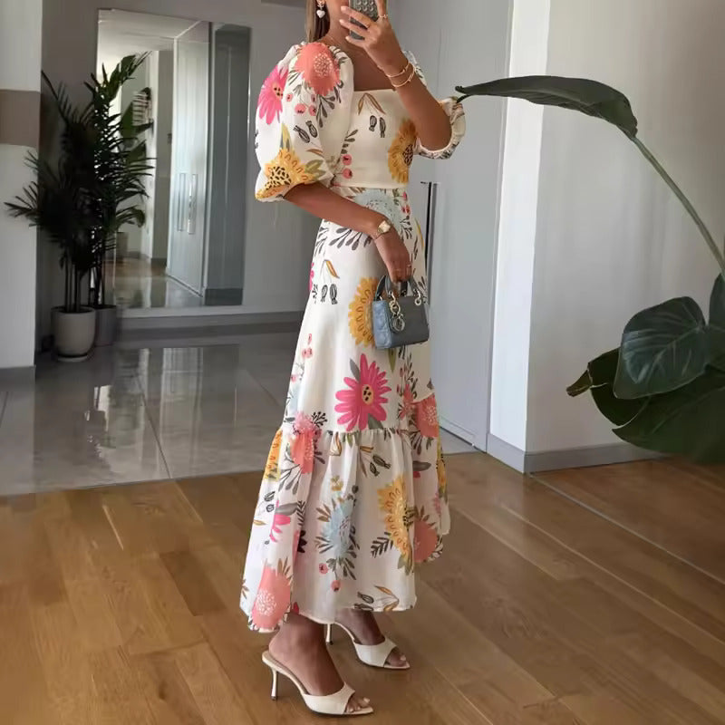 Kittina - Rochie Lungă Cu Flori