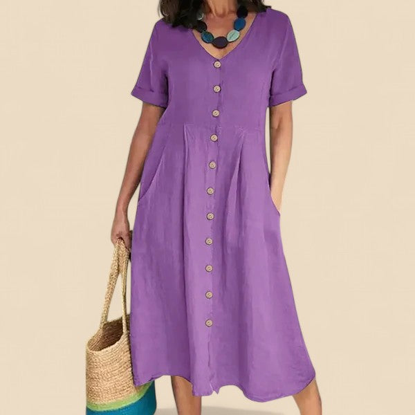Vivienne - Rochie Din Bumbac Cu Mâneci Scurte