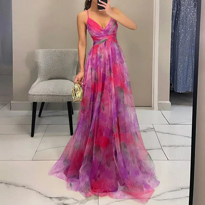 Guoda - Rochie Lungă cu Imprimeu Floral Incântător