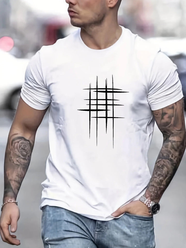 Pantazis - Tricou Eleganță Cu Guler Rotund și Imprimeu Grafic