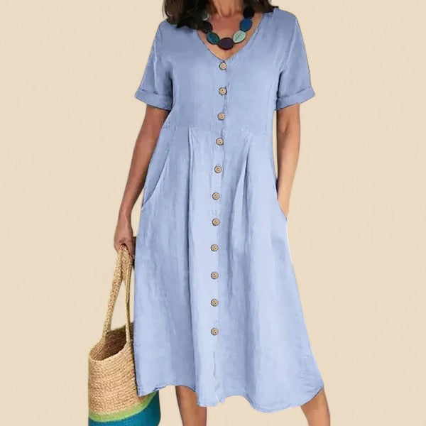 Vivienne - Rochie Din Bumbac Cu Mâneci Scurte