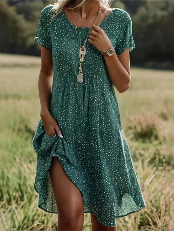 Giovana – Rochie Midi Elegantă Cu Mâneci Scurte