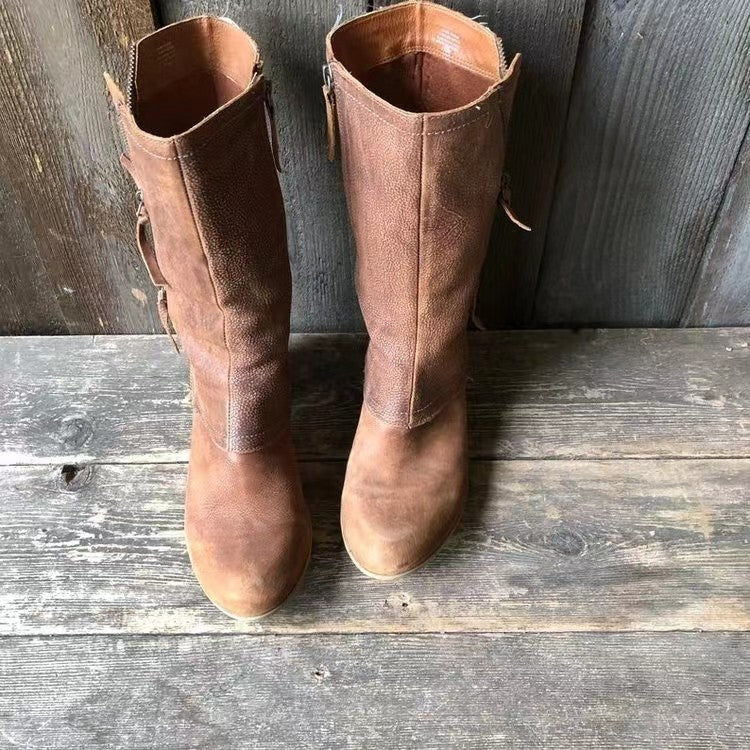 Lulia - Ghete Din Piele Cu Fermoar Lateral