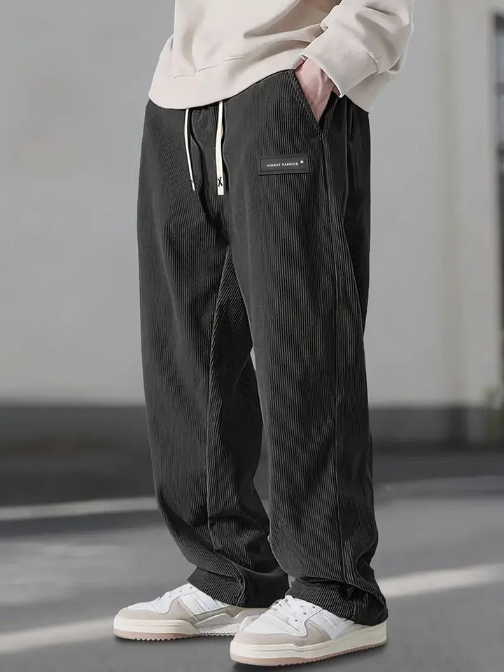 Scarlat - Pantaloni Casual Din Catifea Cu Croi Larg