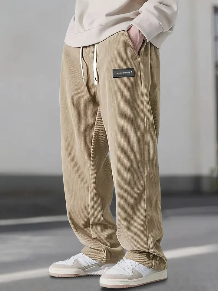 Scarlat - Pantaloni Casual Din Catifea Cu Croi Larg