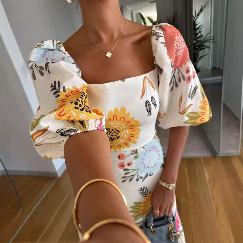 Kittina - Rochie Lungă Cu Flori