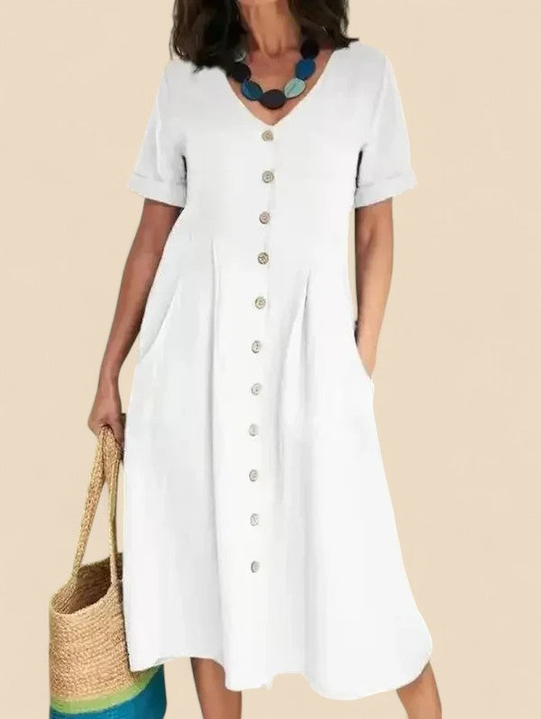 Vivienne - Rochie Din Bumbac Cu Mâneci Scurte