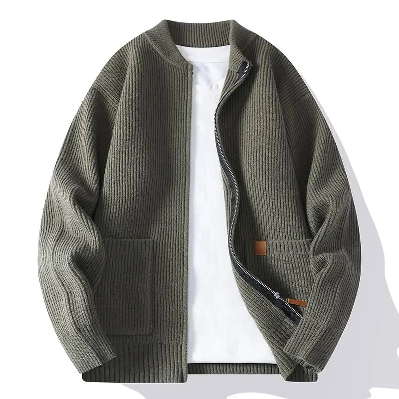 Jorje – Cardigan Din Tricot Cu Nervuri, Cu Fermoar
