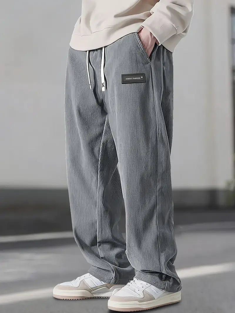 Scarlat - Pantaloni Casual Din Catifea Cu Croi Larg