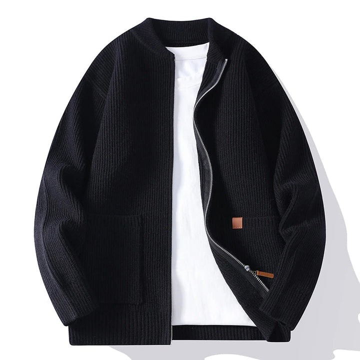Jorje – Cardigan Din Tricot Cu Nervuri, Cu Fermoar