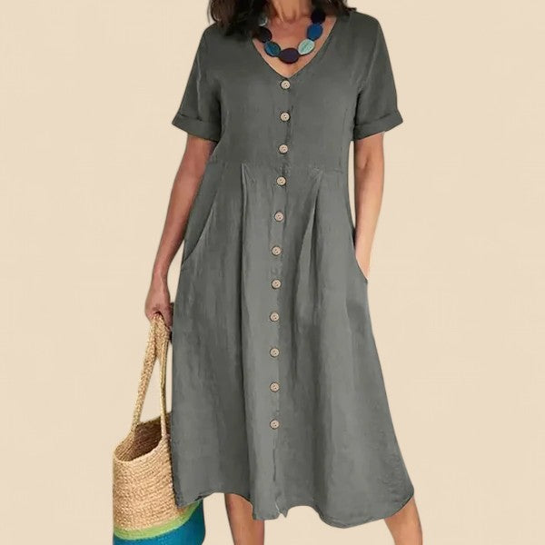 Vivienne - Rochie Din Bumbac Cu Mâneci Scurte